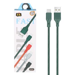 کابل شارژ فست Type-C مدل A394 - سبز - BSA